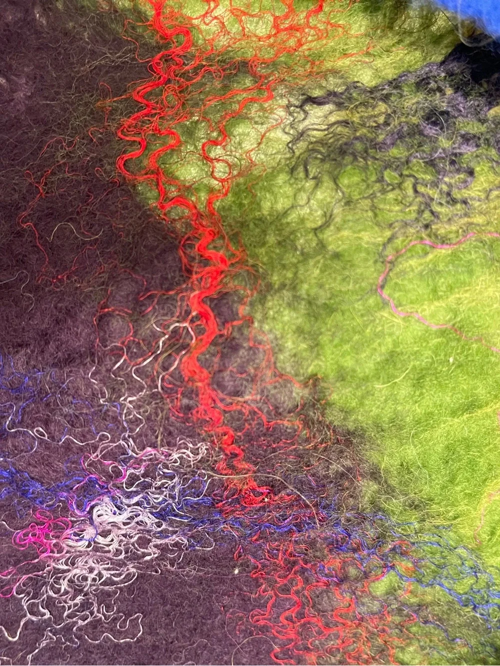 Colorful Hand-Felted Wool Scarf - Multi Color